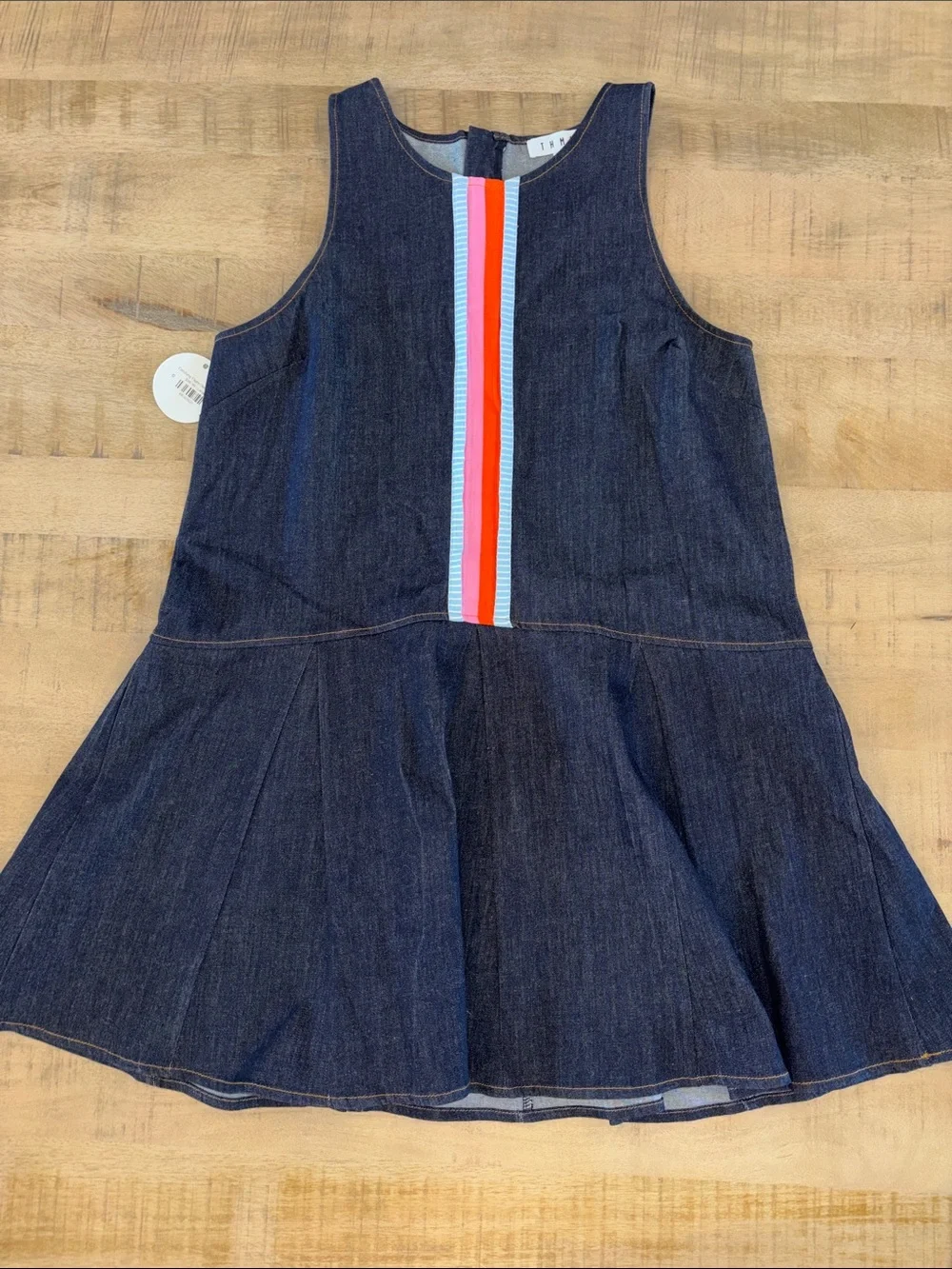 THML Denim Dress Boutique Bold Stripe Accent Large NWT $99 Preppy Feminine - Picture 4 of 8